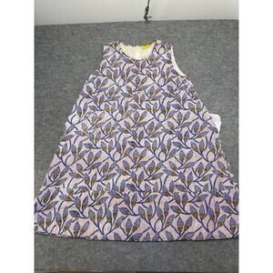 Roberta Roller Rabbit size L Fabiola Dress Purple Leaf Pattern *See Disc&Photo*